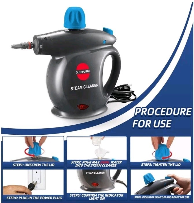 Handheld Steam Cleaner, Pressurized Multi-Surface Steam Shot