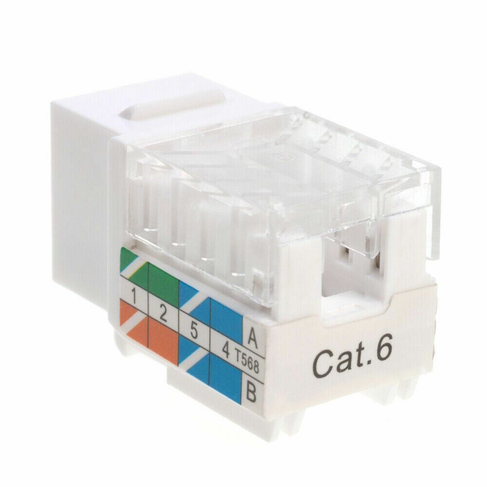 100 pcs Cat6 Punchdown Keystone Jack White 45 Degree Angle Ethernet Network PACK