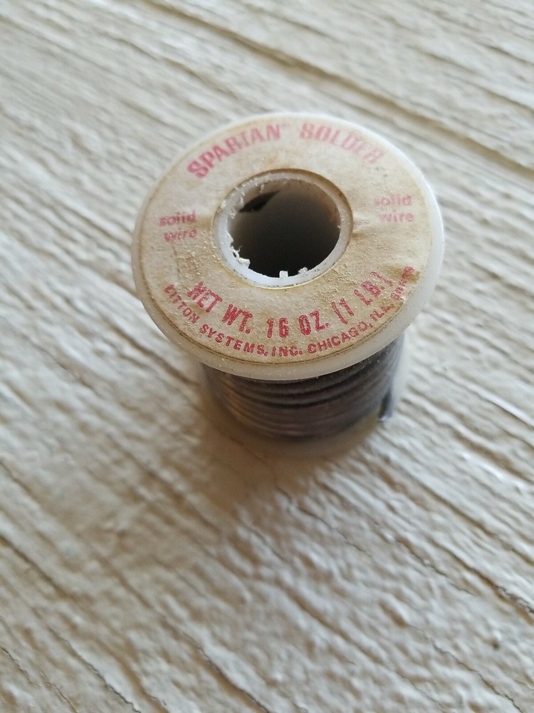 Vintage Spartan Solid Wire Solder Spool. Near full 16 oz
