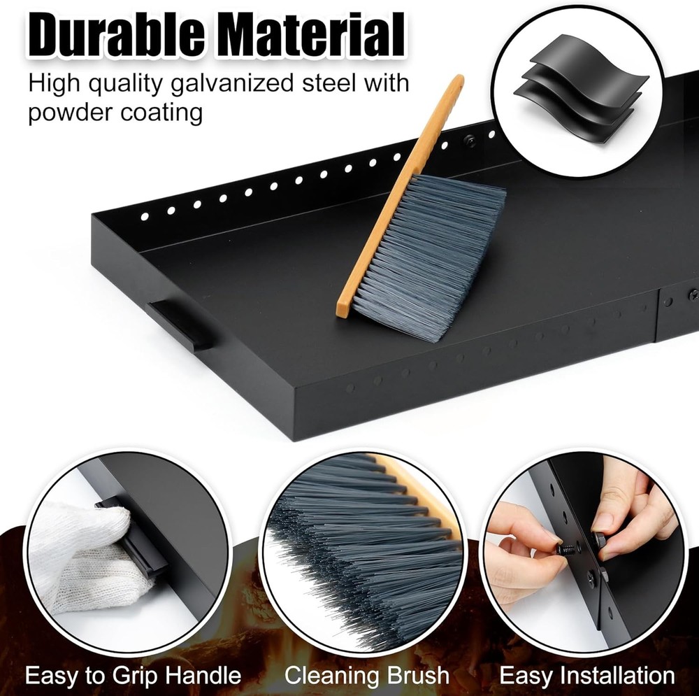 Fireplace Tray Large Size,Adjustable Ash Pan with Handles for Fireplace...