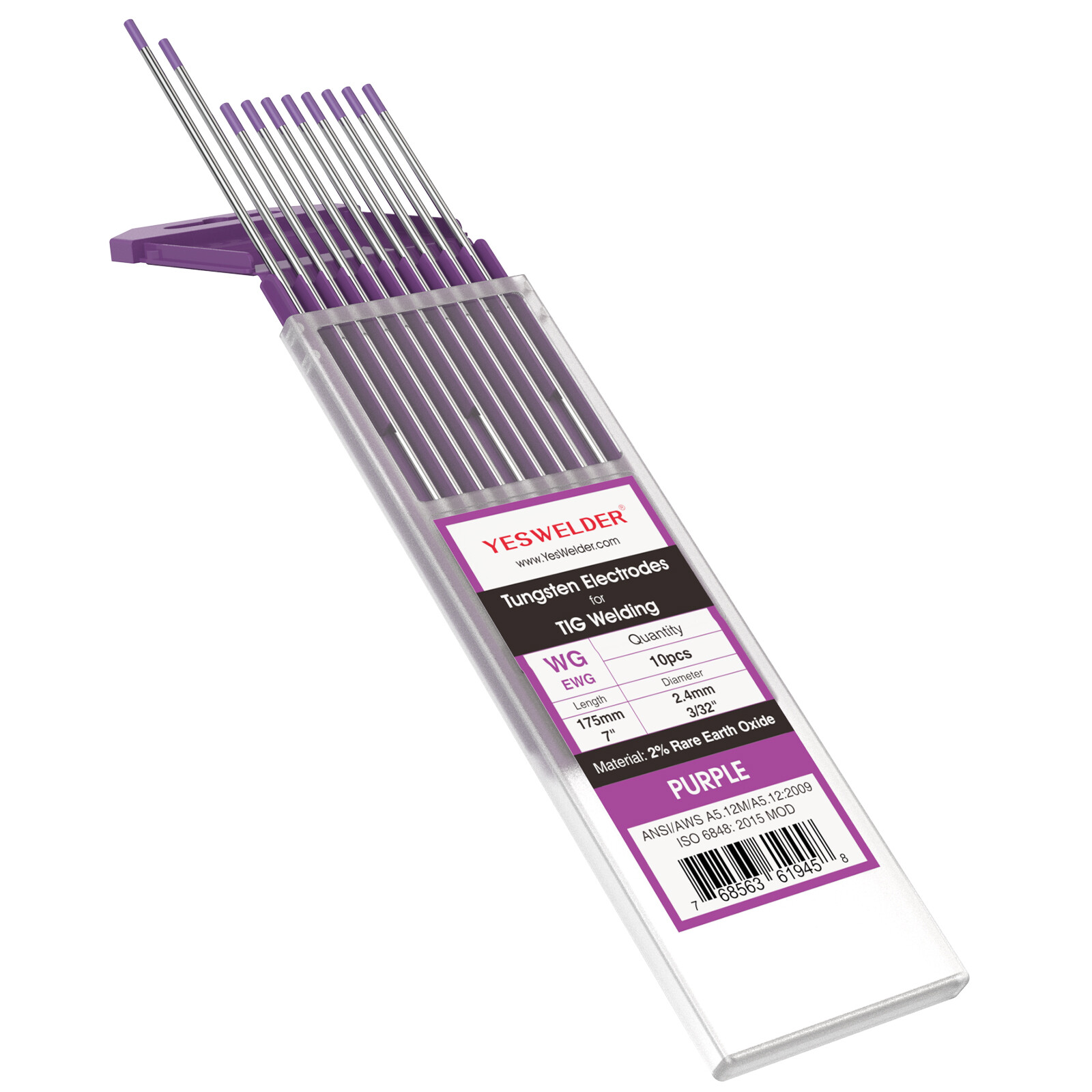 10pk TIG Weld Tungsten Electrode, NonRadioactive Comparable to E3 Purple