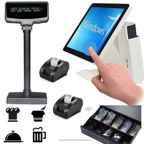 2 x Printer System POS ALL IN ONE  Touch Screen Pole Client Restaurant Pizza Bar
