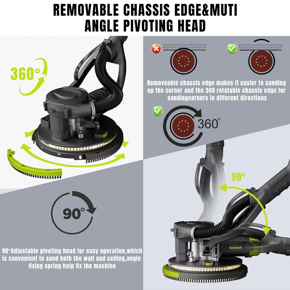 Drywall Sander, W Popcorn Ceiling Removal Tool, Automatic Drywall Sander