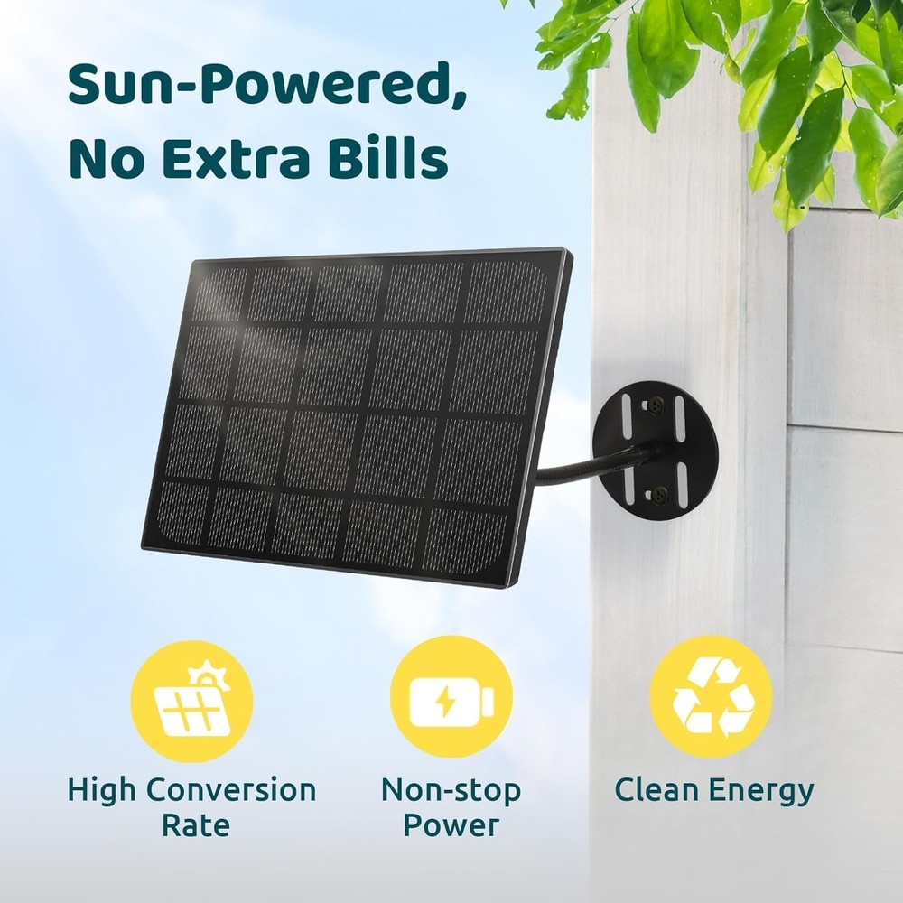 Waterproof 5W Solar Panel with Adjustable Mount for Bird Feeder Cameras