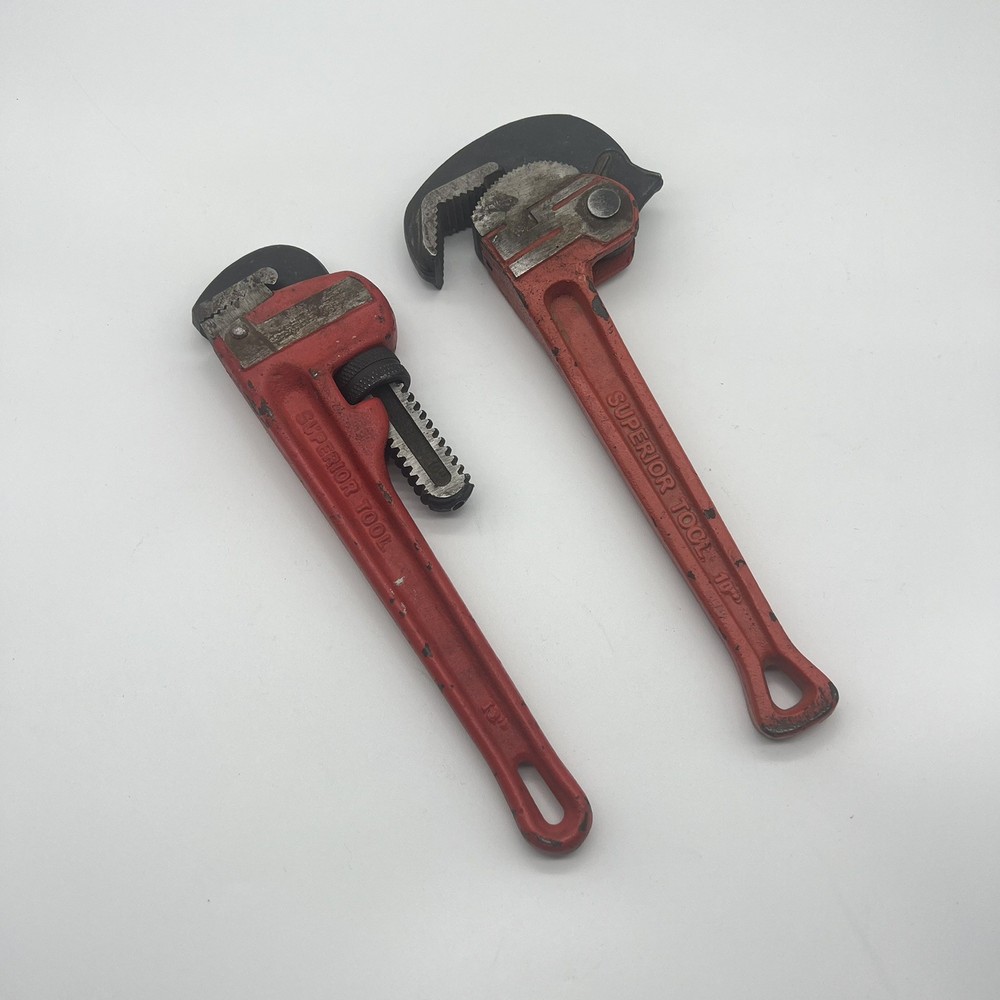Superior Tool 2pc Pipe Wrench Super Wrench & Offset Quick Wrench 10” Long