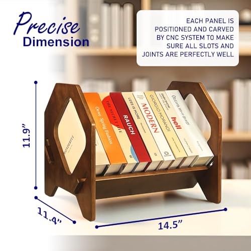 2 Pack Desktop Bookshelf, Stackable Book Organizer 2 Pack Brown Medium Size