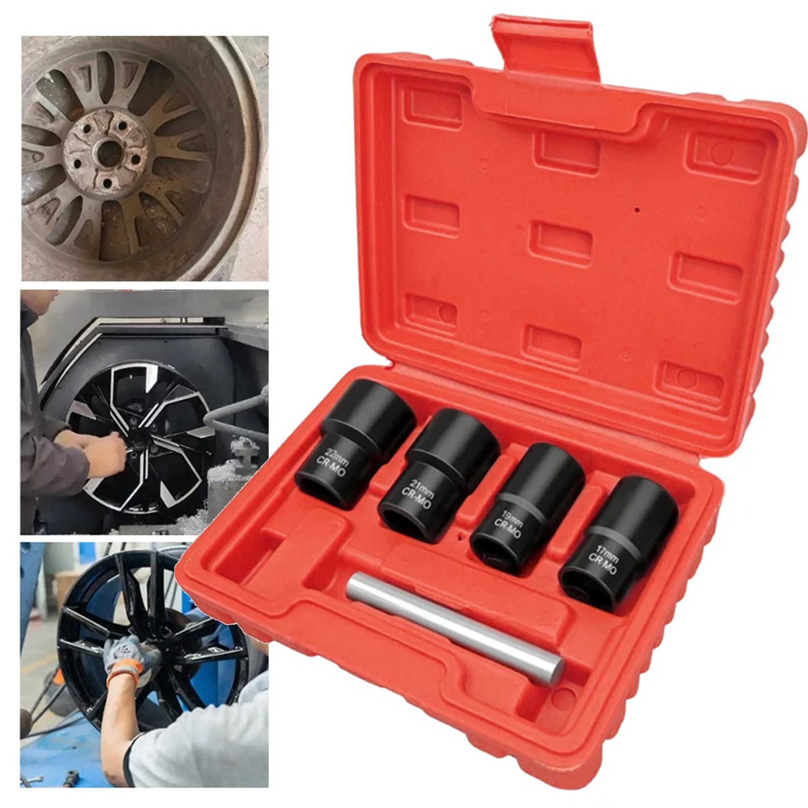 5pc Wheel Lock Removal Kit, Locking Lug Nut Removal Tool - 17MM,19MM, 21MM, 22MM