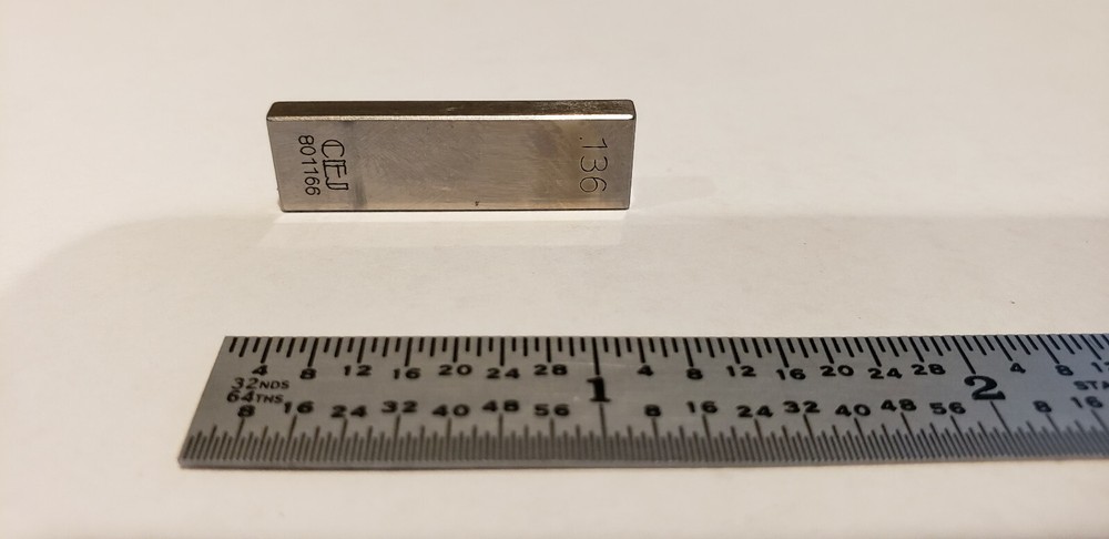 .136" CEJ Rectangular Steel Gage Gauge Block, Grade B