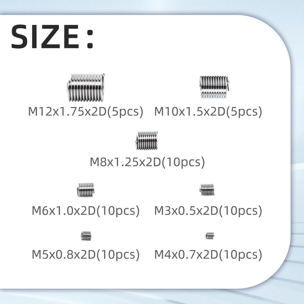 60Pcs Wire Thread Inserts, Coiled Helicoil Wire Inner