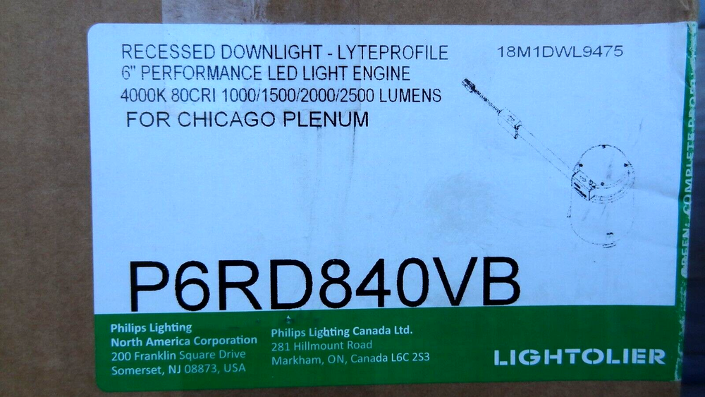 Phillips Lightolier Recessed Downlight Lyteprofile 6" Performance LED Light Engi