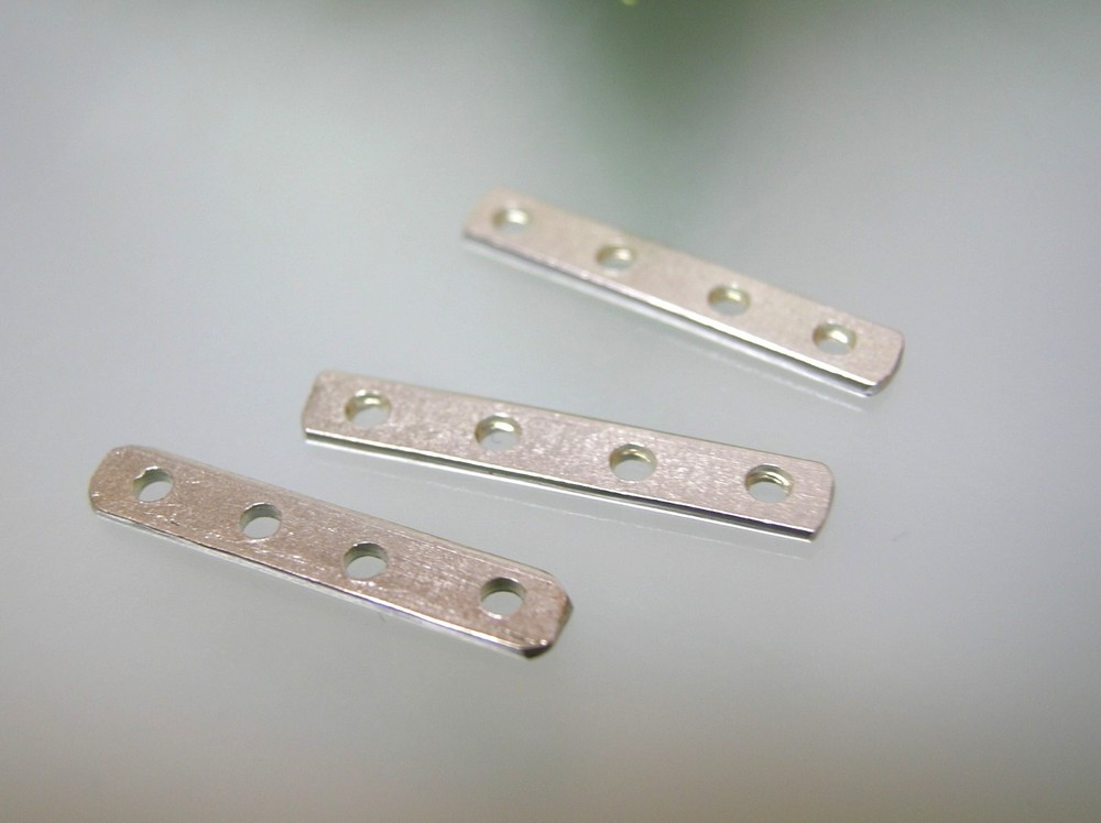 3 pcs Vintage heavier solid sterling silver spacer bar rectangular 4 holes