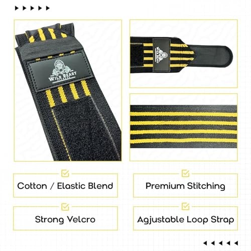 Elbow Wraps for Weightlifting Men (Pair), Stretchable 41" Elbow Yellow