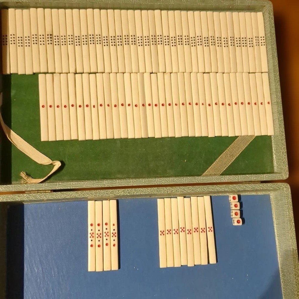 Mahjong tile set black plastic case included