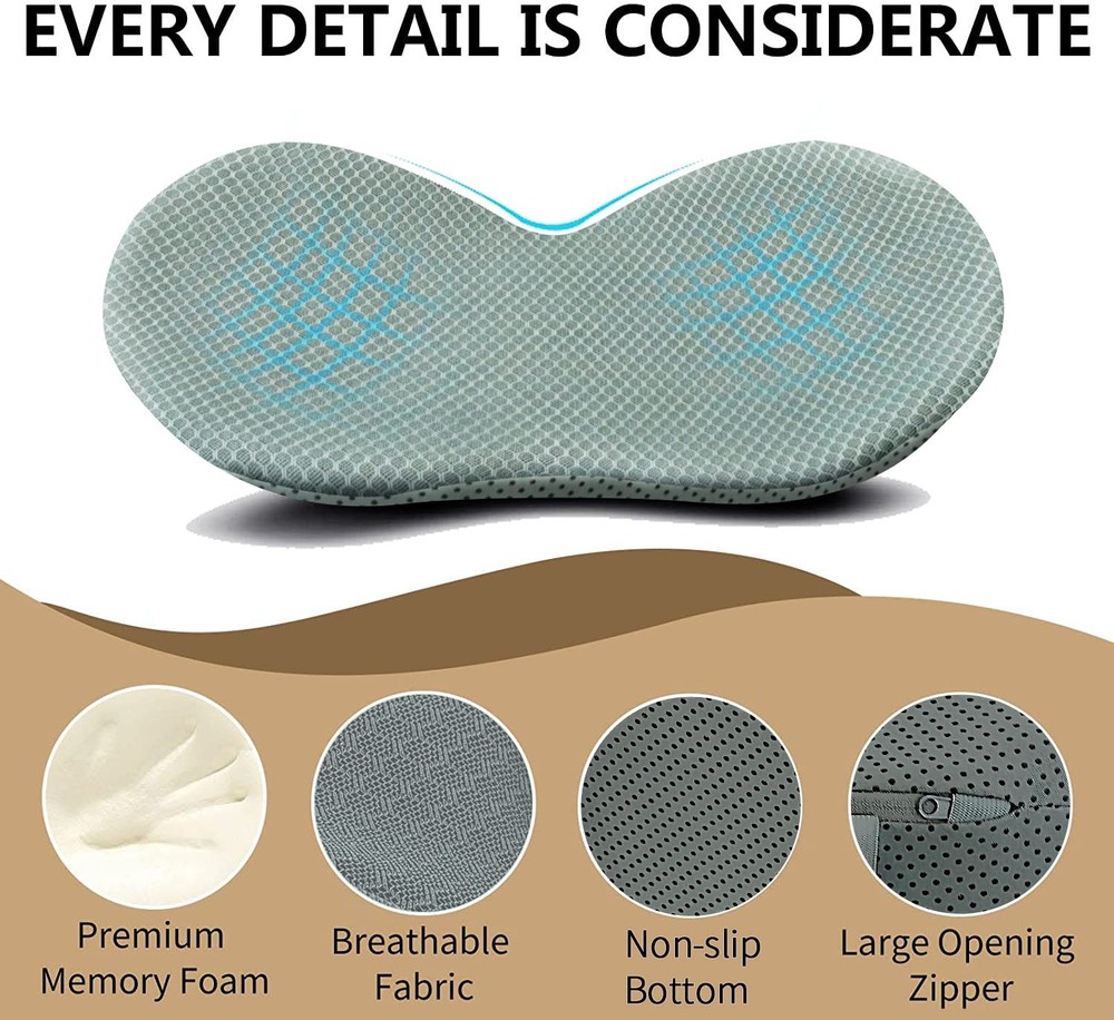 Livtribe Car Seat Cushion - Memory Foam Pad - Sciatica & Small, Gray