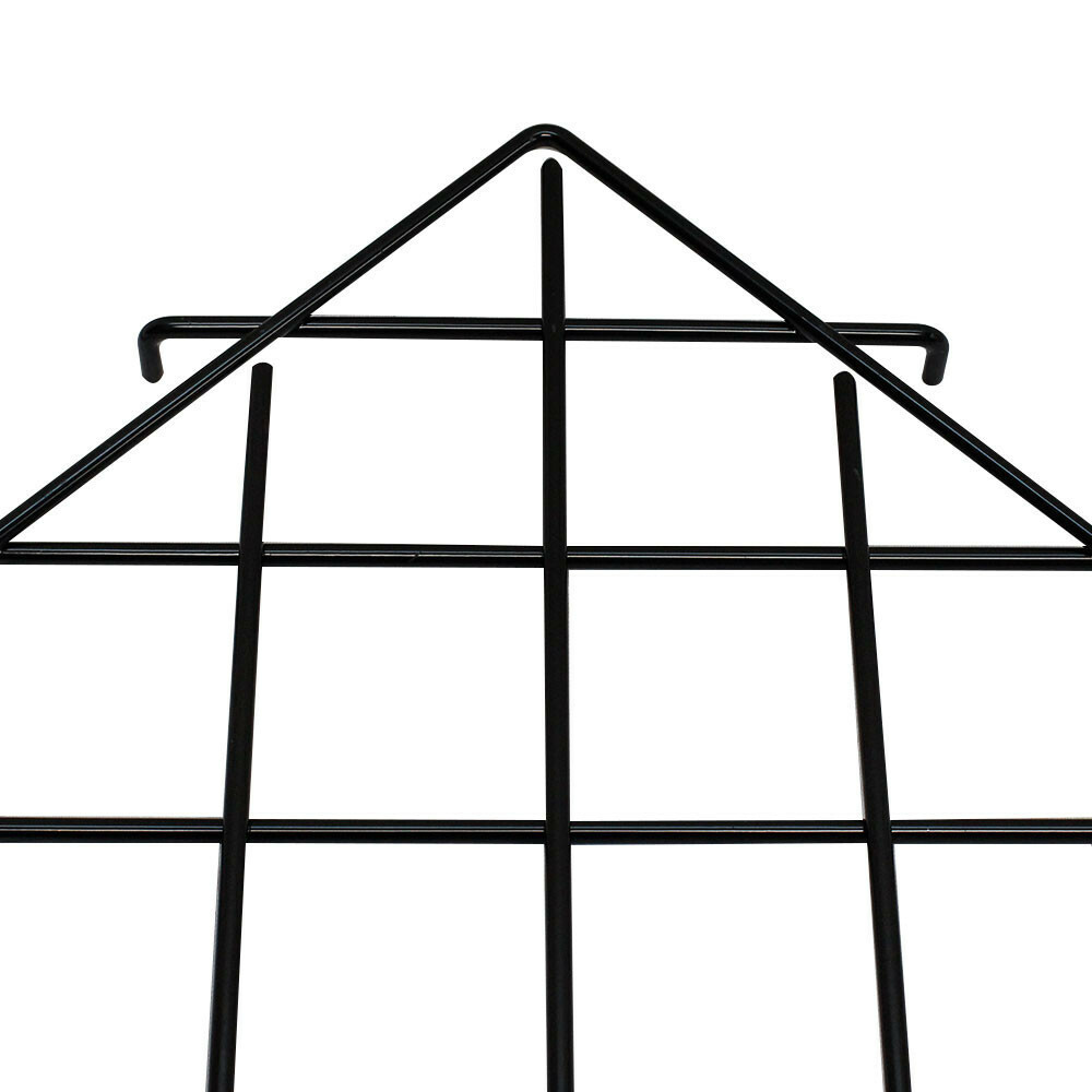 Black Corner Triangle Wire Grid Shelf Slat Grid 24" x 24" x 32"