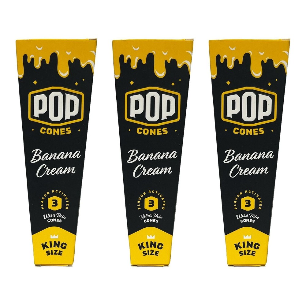 Pop Cones Unbleached King Size - Banana - 3 Packs