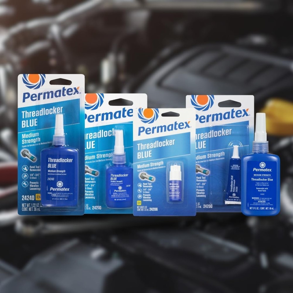 24200 Medium Strength Threadlocker Blue, 6 ml, Automotive Threadlocker For Pr...