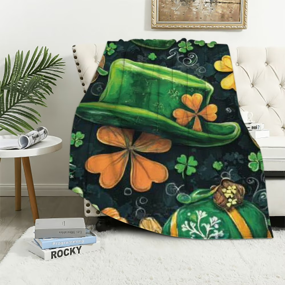 St. Patrick Lucky Green Throw Blanket US Soft Plush