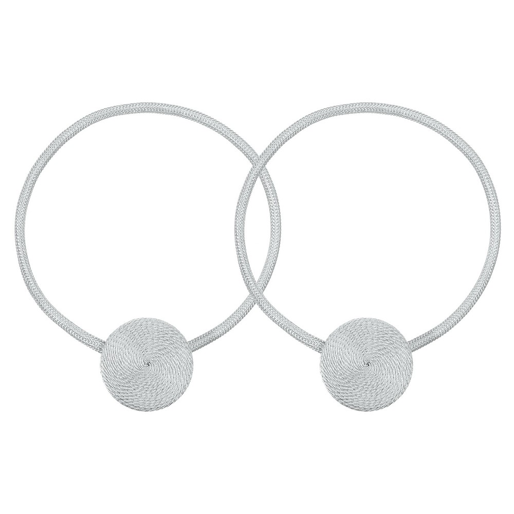 Curtain Tieback, 2 Pack Polyester Hand Woven Rope Magnetic Design Gray
