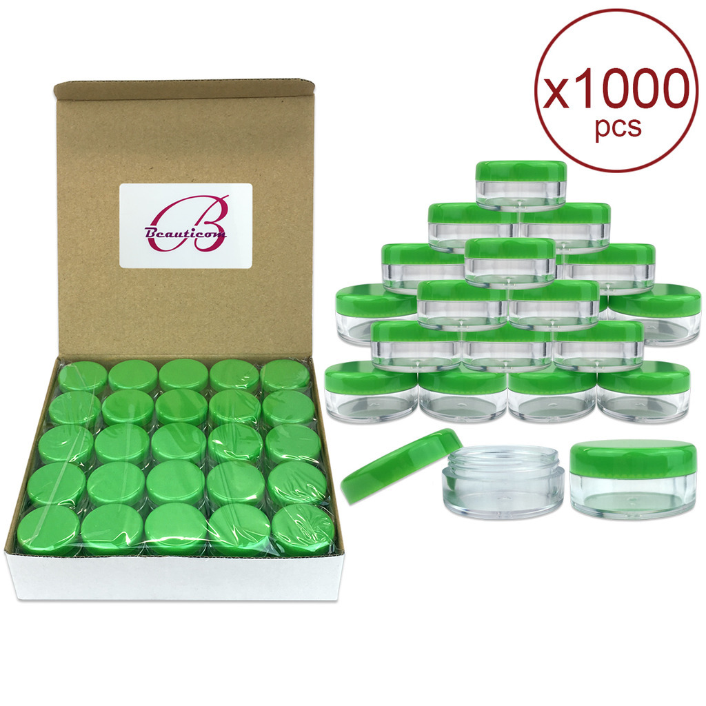 1000 Pieces 5 Gram/5ML Green Plastic Makeup Cosmetic Cream Sample Jar Containers