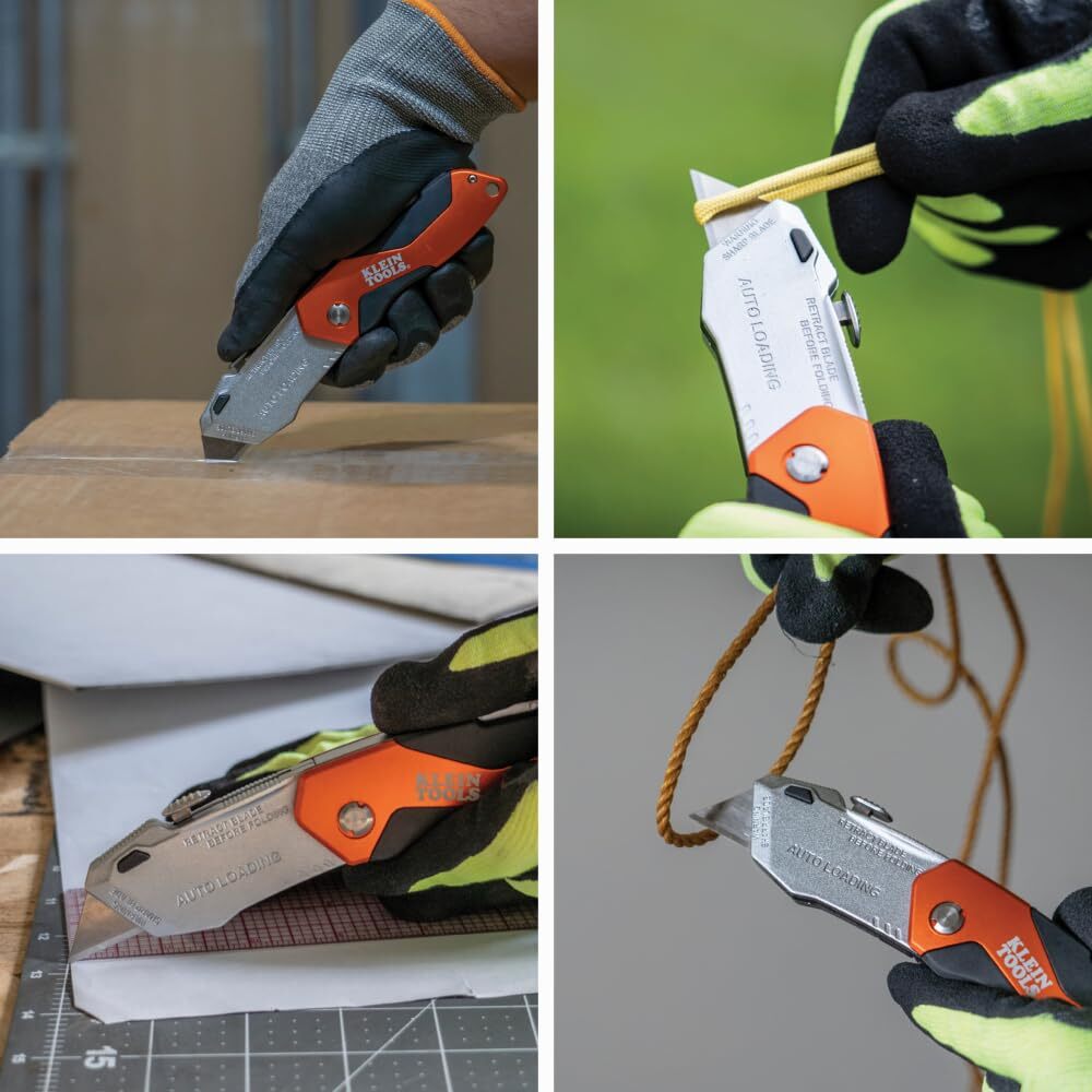 Klein Tools Auto Loading Folding Retractable Utility Knife with Razor Blade