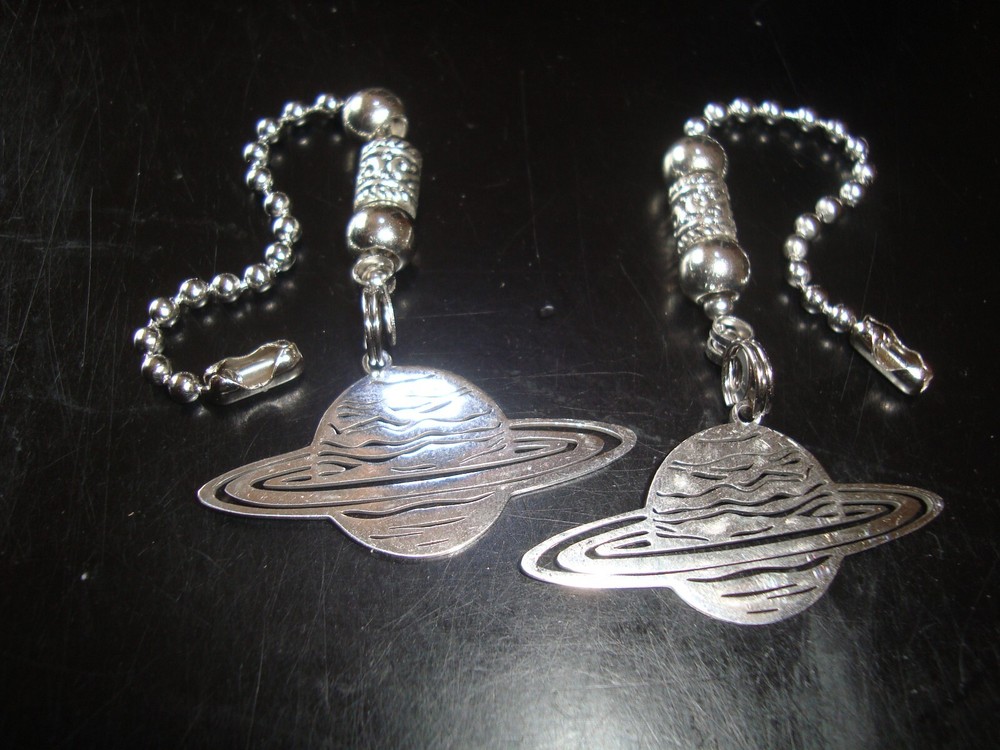 Pair Metal Planet Ceiling Fan Pull Chains – Decorative Light/Lamp Pulls