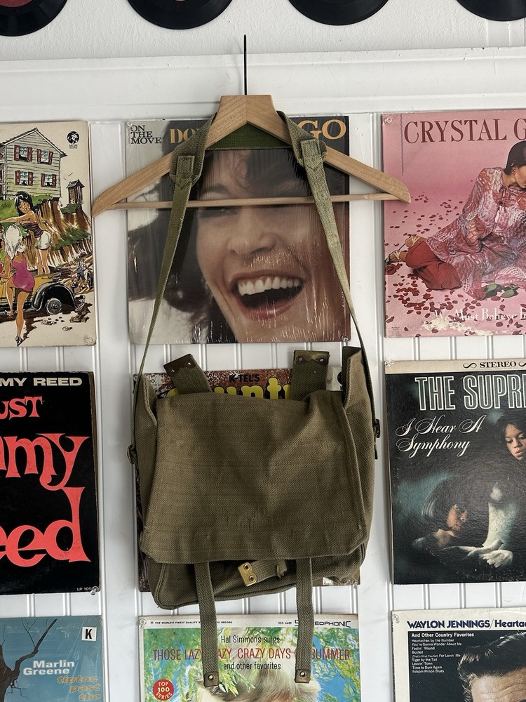 1950s green Army canvas bag