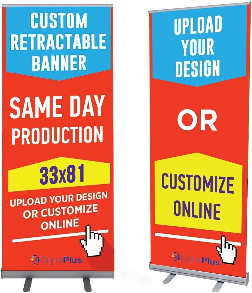33x81" Custom Retractable Banner Stand Signs Pull up Roll up Personalized
