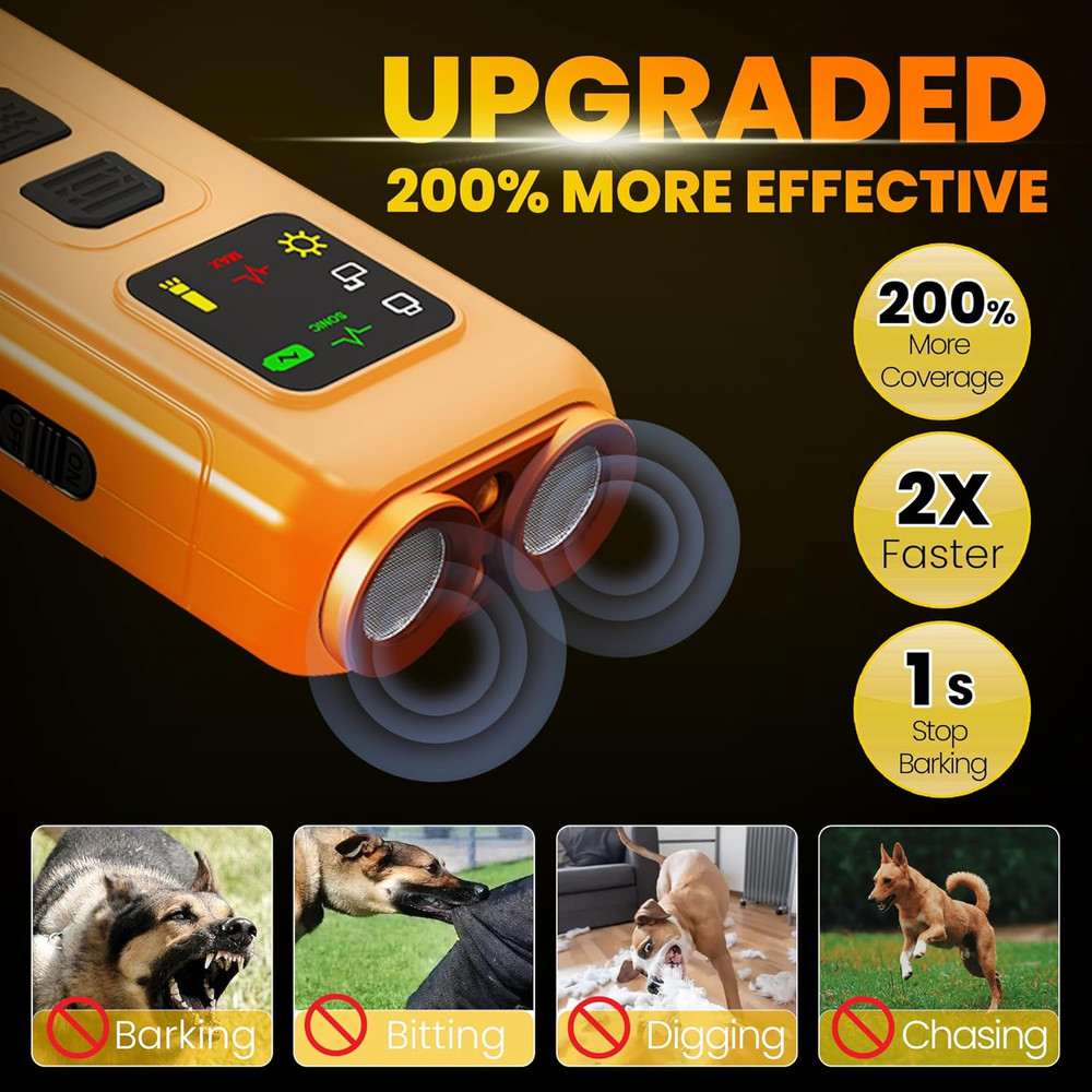 Ultrasonic Dog Bark Deterrent 3in1 Trainer 32FT Range Portable Device