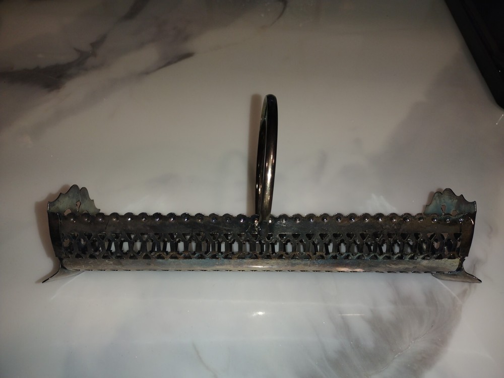 Silver Ware filigree silverware basket Victorian Table serving Decorative Basket