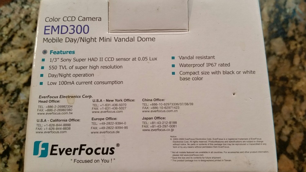 Everfocus EMD300 Mobile 550 TVLCompact Car Security Camera