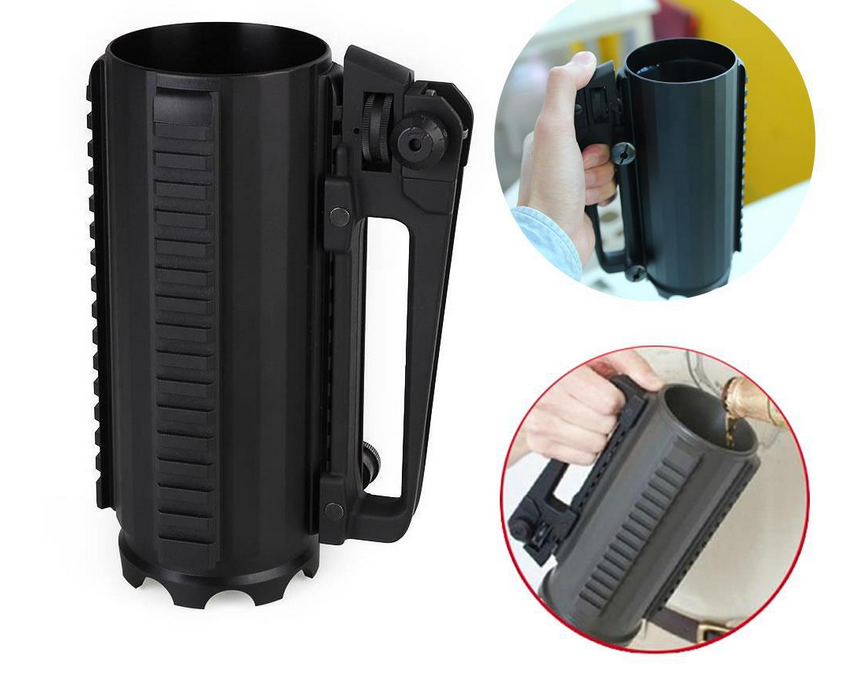 Black Tactical Battle Mug Detachable Carry Military Rail Mug Cup Hunting Kit New