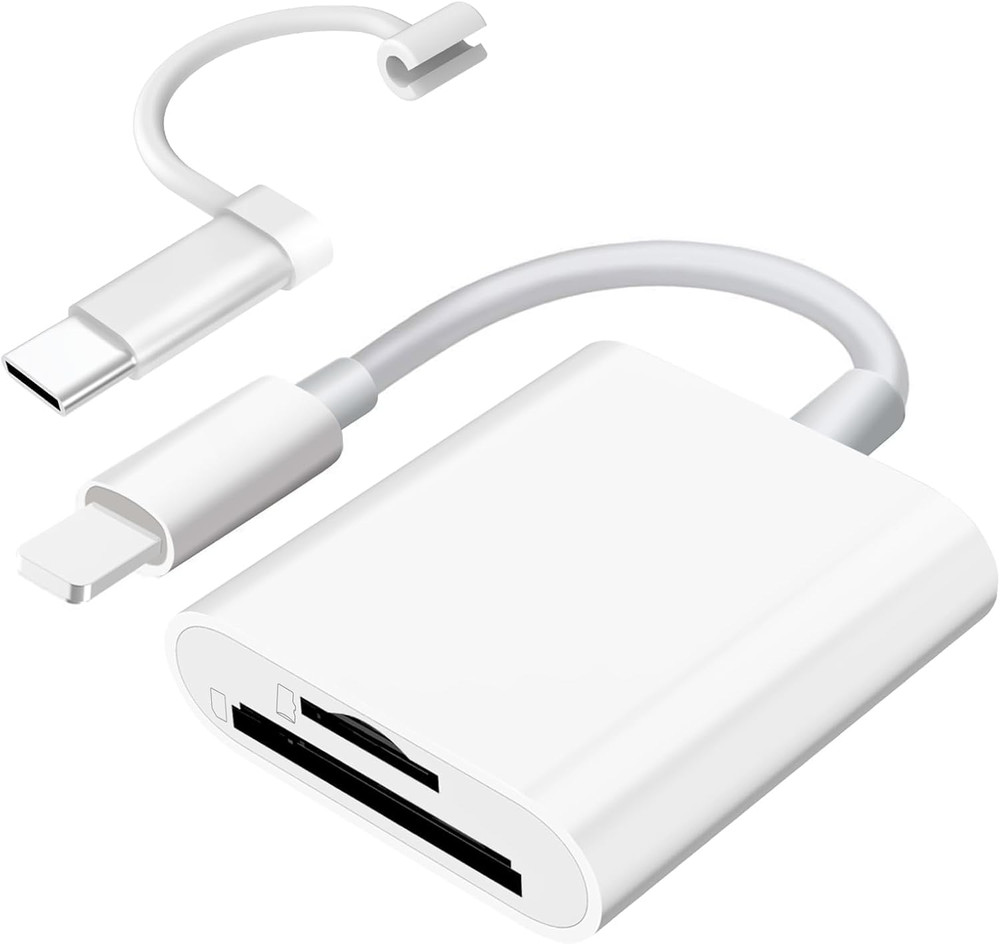 SD Card Reader for iPhone iPad Camera Dual Card Slot Memory Reader for SD and TF