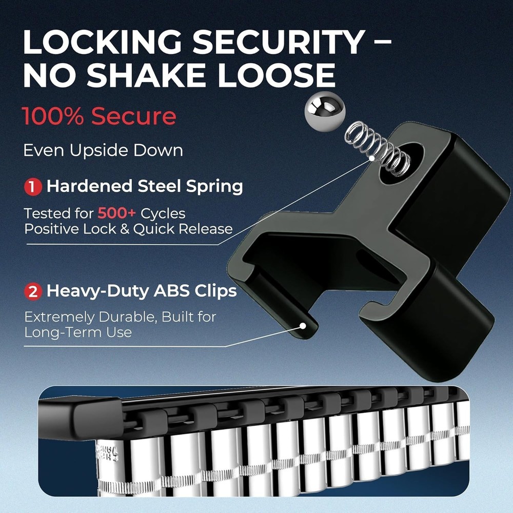 High-Compatibility 9-Piece Socket Organizer – ABS Tool Storage Solution