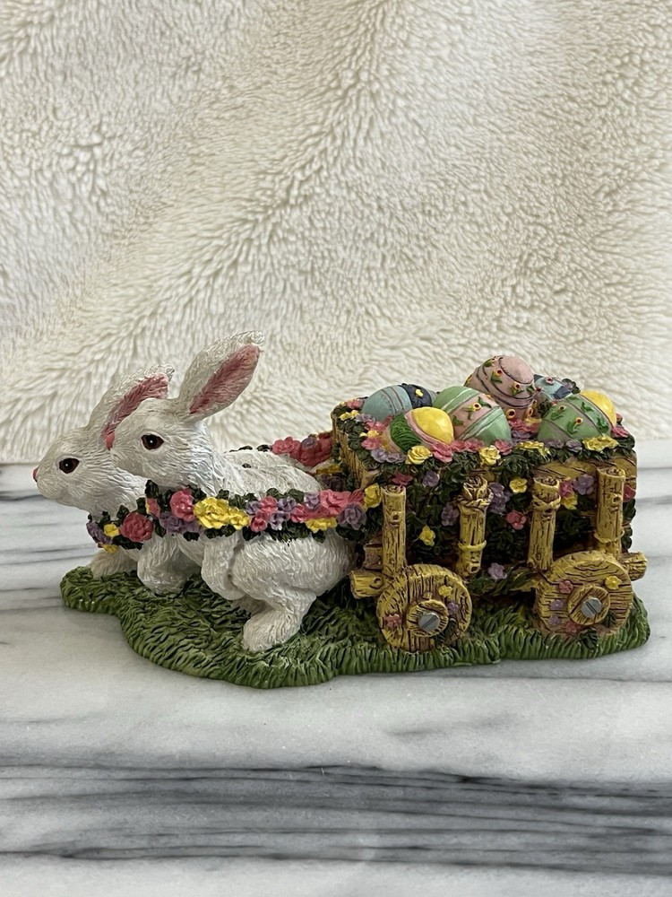 Three Hands Easter Collection Bunnies with Easter Egg Cart Figurine