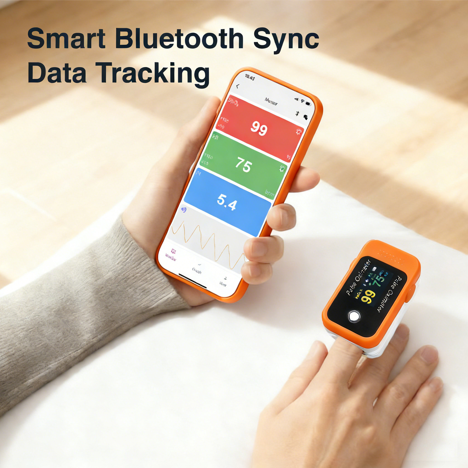 Accurate Pulse Oximeter BM1000C Blutooth Pulse Rate Spo2 Monitor Finger Oximetro