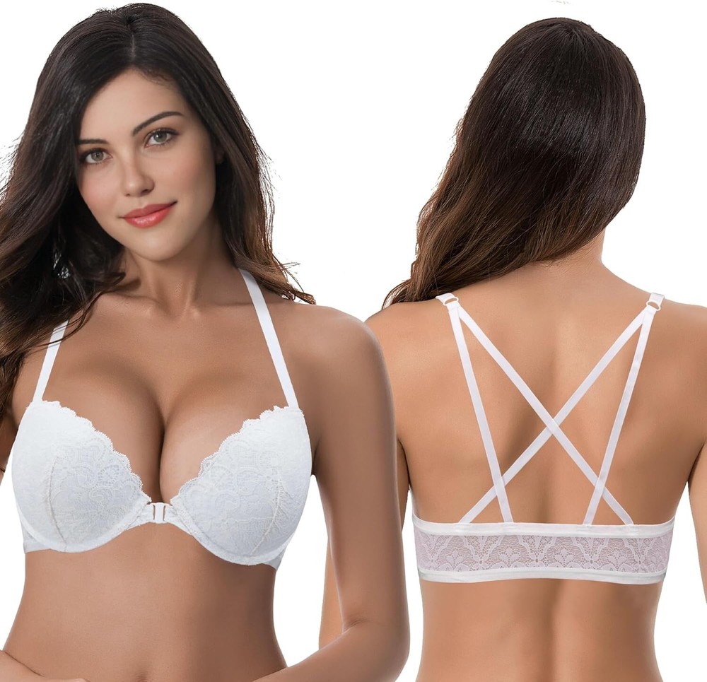 Curve Muse Attractive Push Up Front Closure Bra 38C 2-Pack Padded Underwire