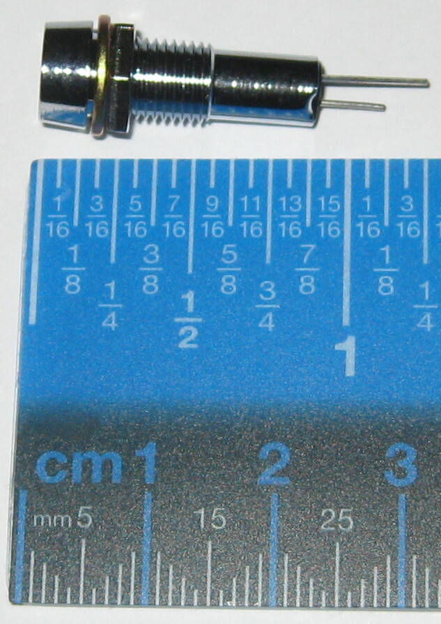 Panel Mount LED - Red - Chrome Case - 5V - 5/16" Mounting - Includes Lockwasher