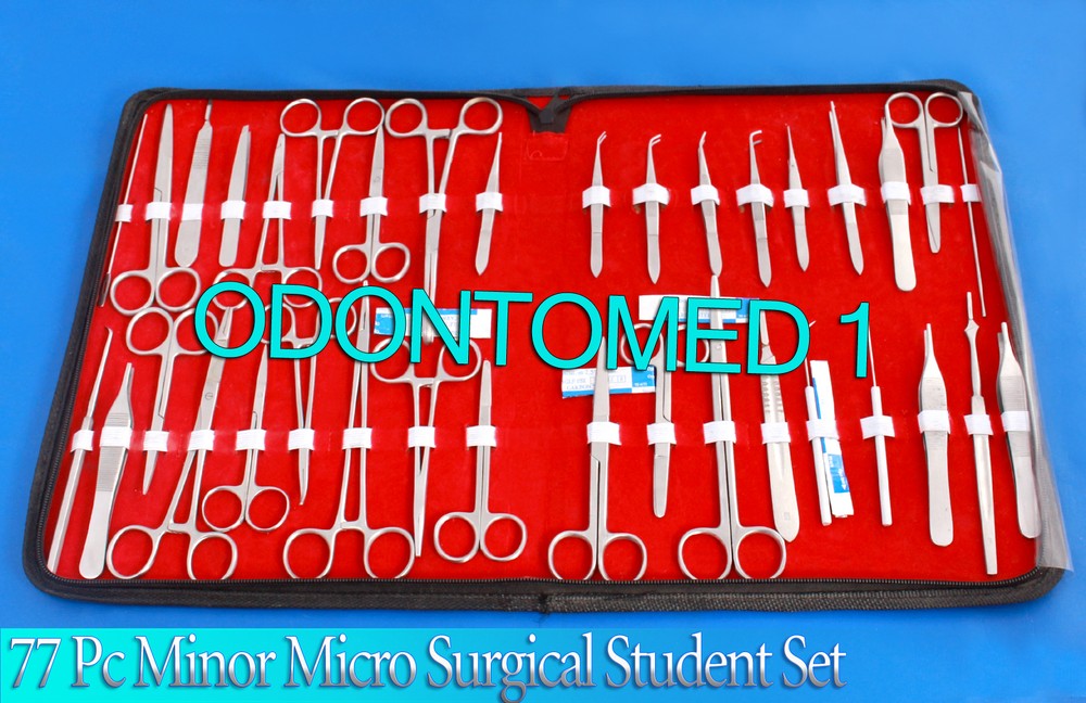 77 PC MINOR MICRO SURGERY SURGICAL VETERINARY DENTAL INSTRUMENTS STUDENT,DS-1037
