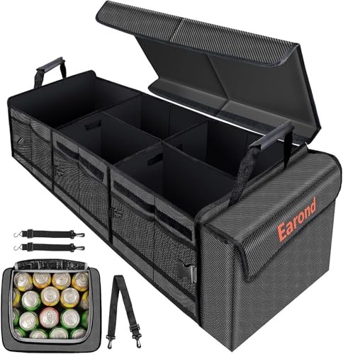 Large Trunk Organizer with Portable Leakproof Cooler With Cooler Grey