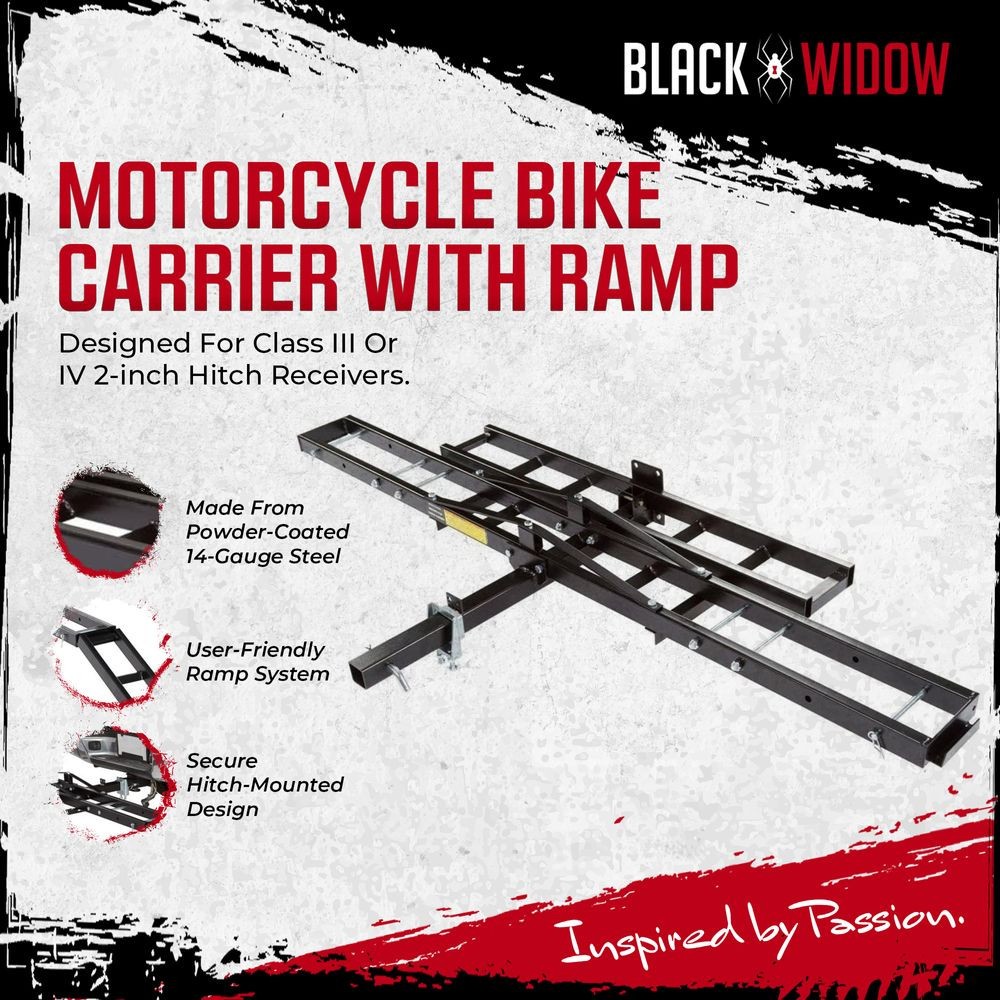 Black Widow Steel Nonfolding Motorcycle Carrier, 500 lb Capacity