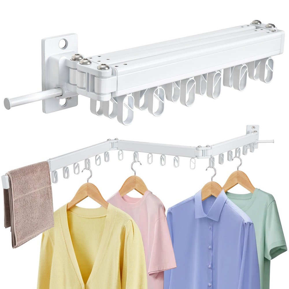 Clothes Drying Rack Wall Mounted Foldable, Retractable & Collapsible(Tri-Fold