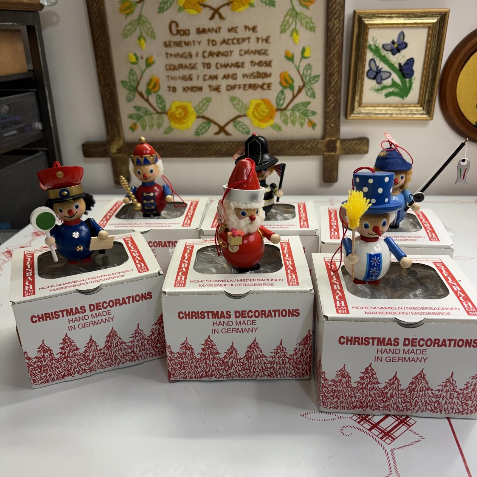 Steinbach Germany Vintage Wooden Ornament Set of 6 Used