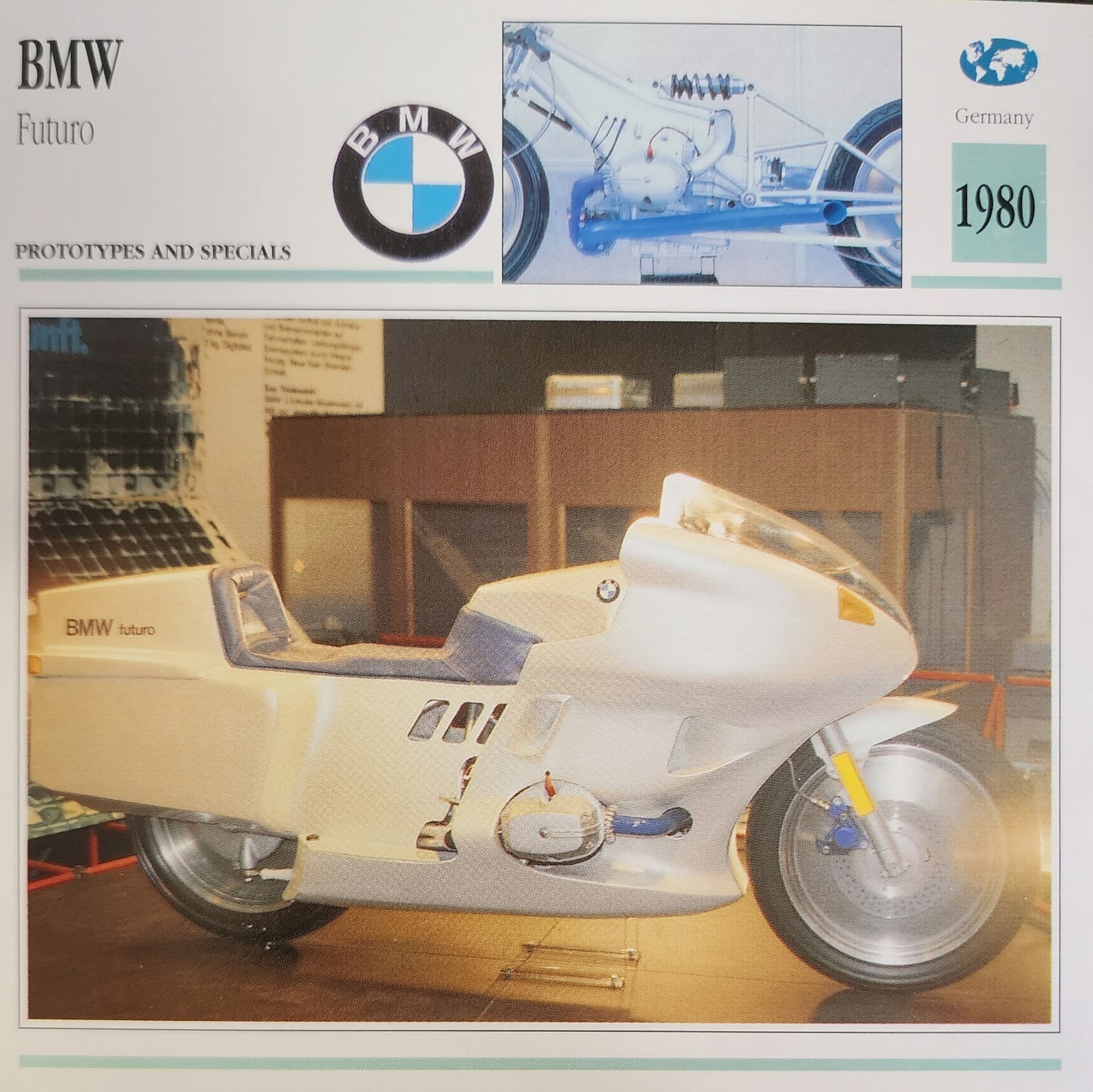 BMW Futuro Motorcycle Bike Picture Info Detail Vtg Collector Card Original