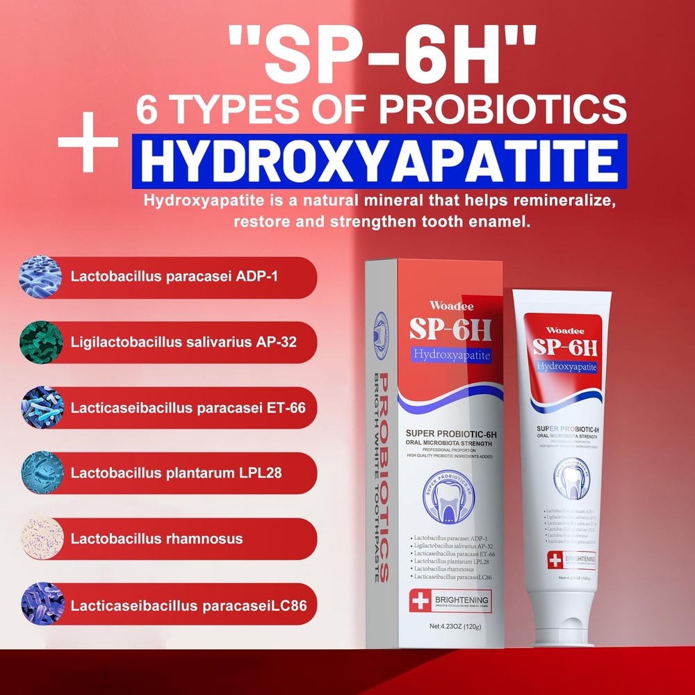 Woadee SP-6 Hydroxyapatite Toothpaste, SP-6 Probiotic Whitening Toothpaste,6 ...