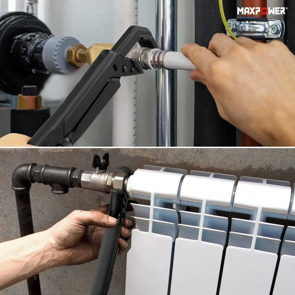 12 Inches Adjustable Swedish Pipe Spanner Plumbers Spanner with 90°Angled Jaw