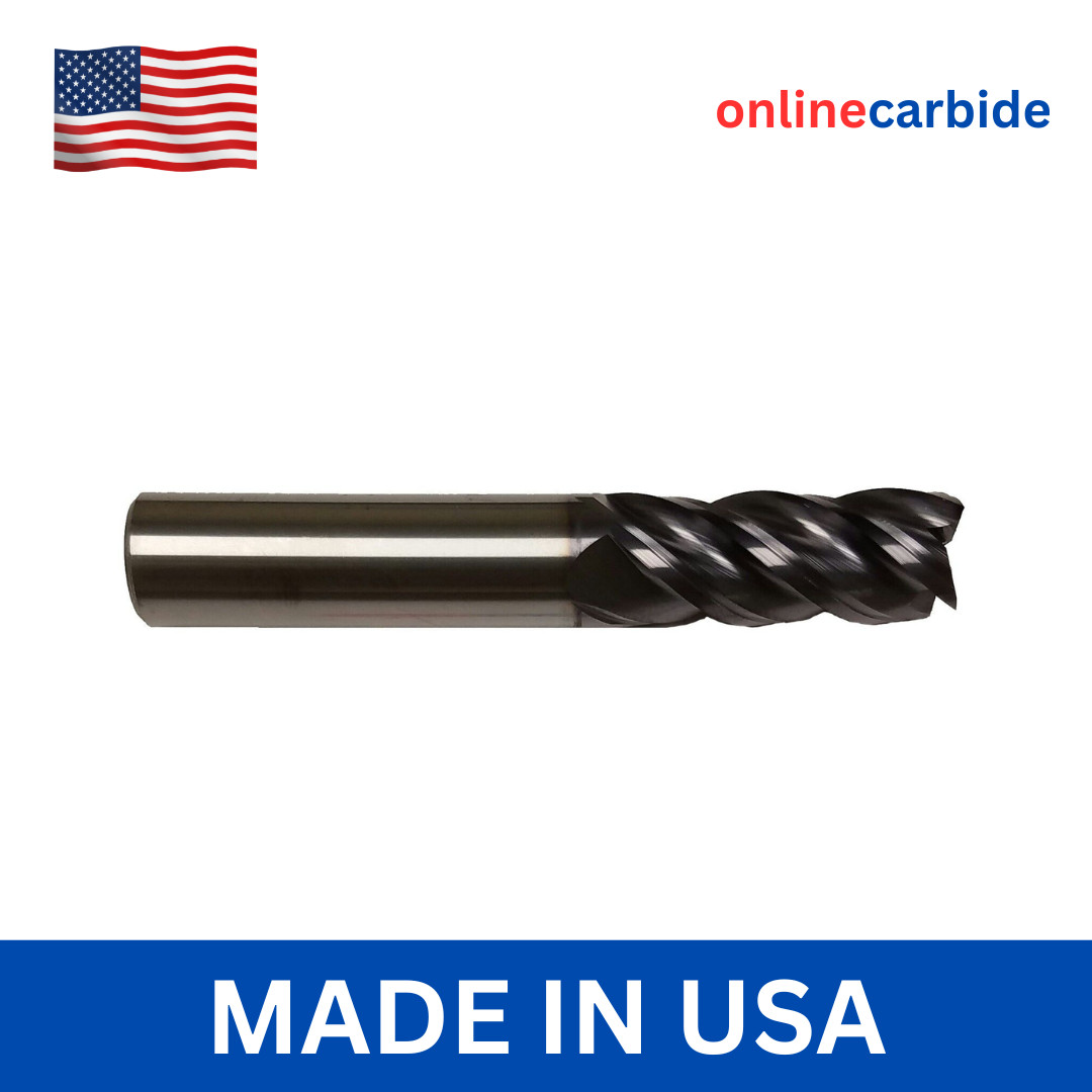 3/16" 4 Flute Stub Carbide End Mill High Performance .010 Corner Radius TiALN