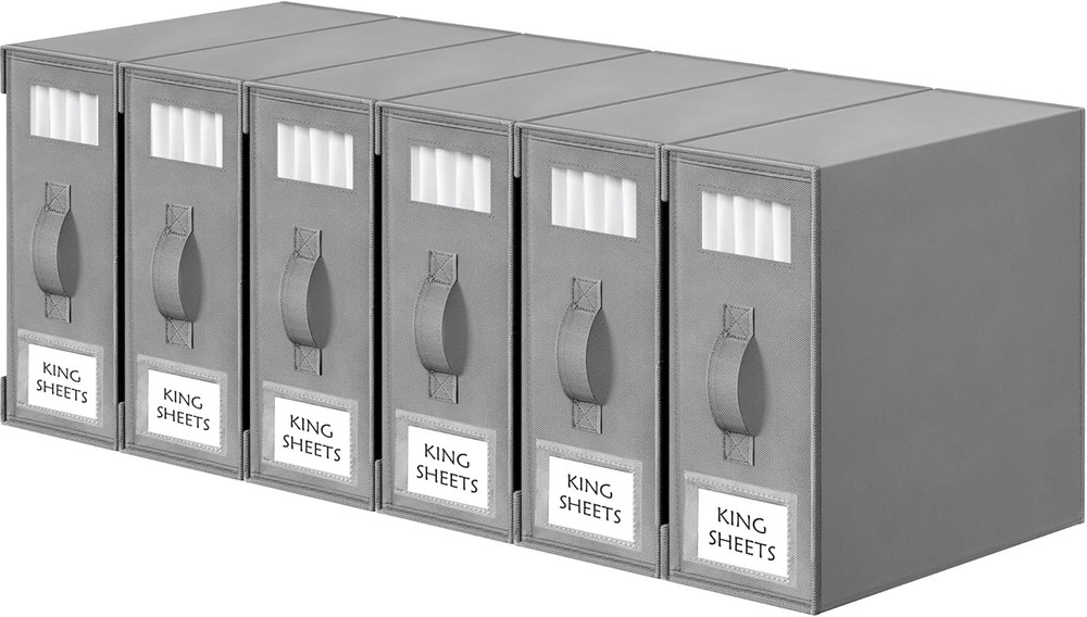Bed Sheet Organizers & Storage 6 Pack Foldable Linen Closet Box