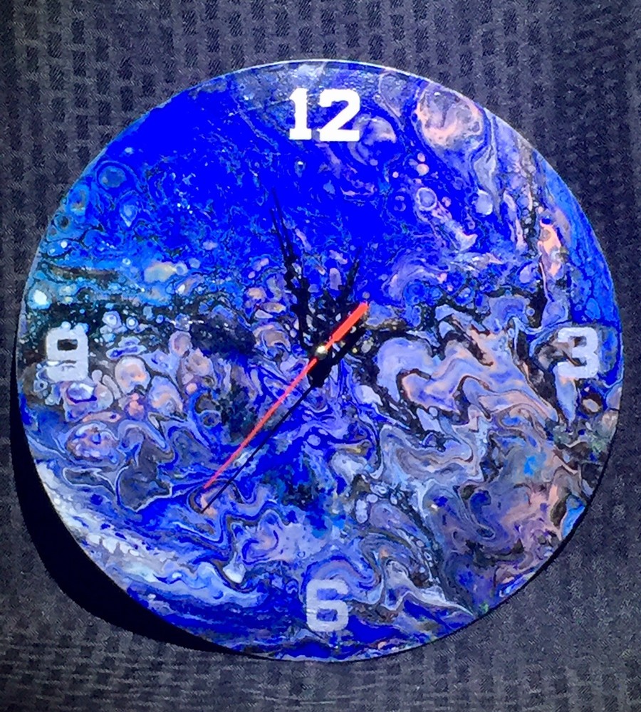 Handmade Vinyl Record Acrylic Pour Paint Clock