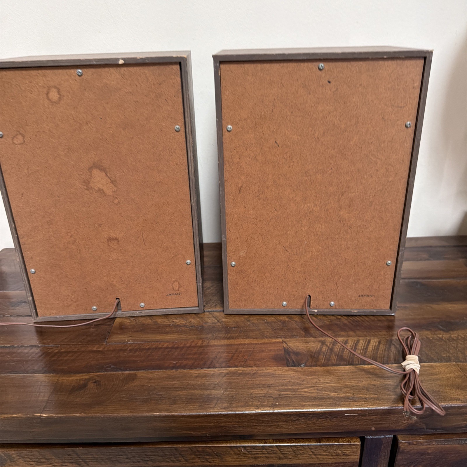 Vintage Made Japan Bookshelf Speakers Pair Wood Grain Retro Audio Tested Works